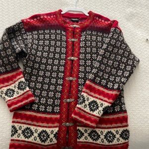 Vrikke Norwegian Scandinavian Wool Printed Sweater Size M